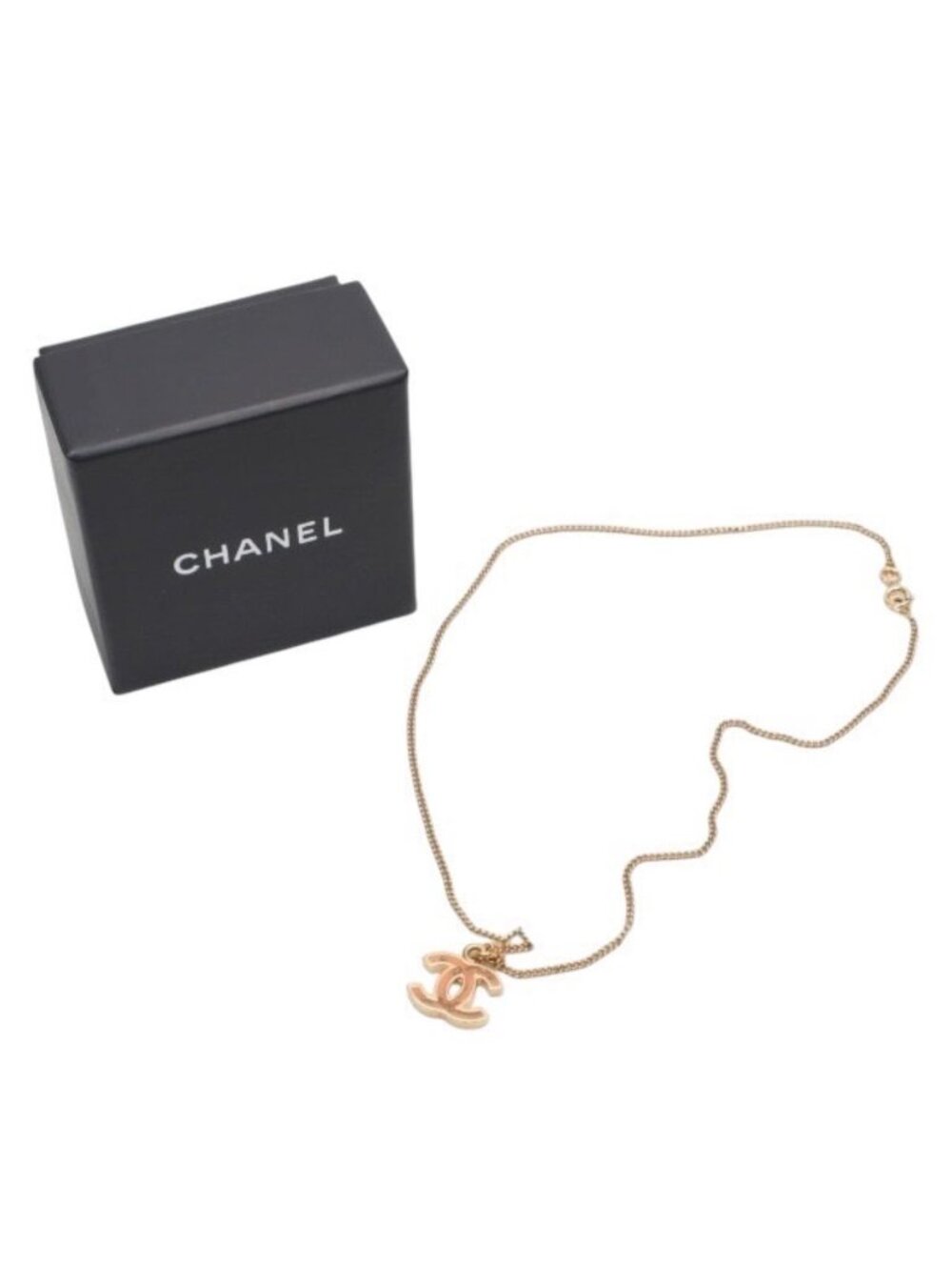 Chanel Necklace Double Sided CC Logo Brown Marble GD CC